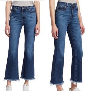 J Brand Julia Metropole Frayed Hem Crop Flared Jeans